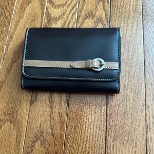 Jeun Bang Black and Tan Wallet with Buckle